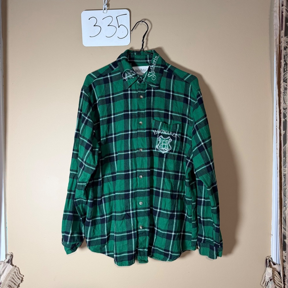 Cakeworthy Harry Potter Slytherin Flannel Shirt Green Black Plaid Mens XL